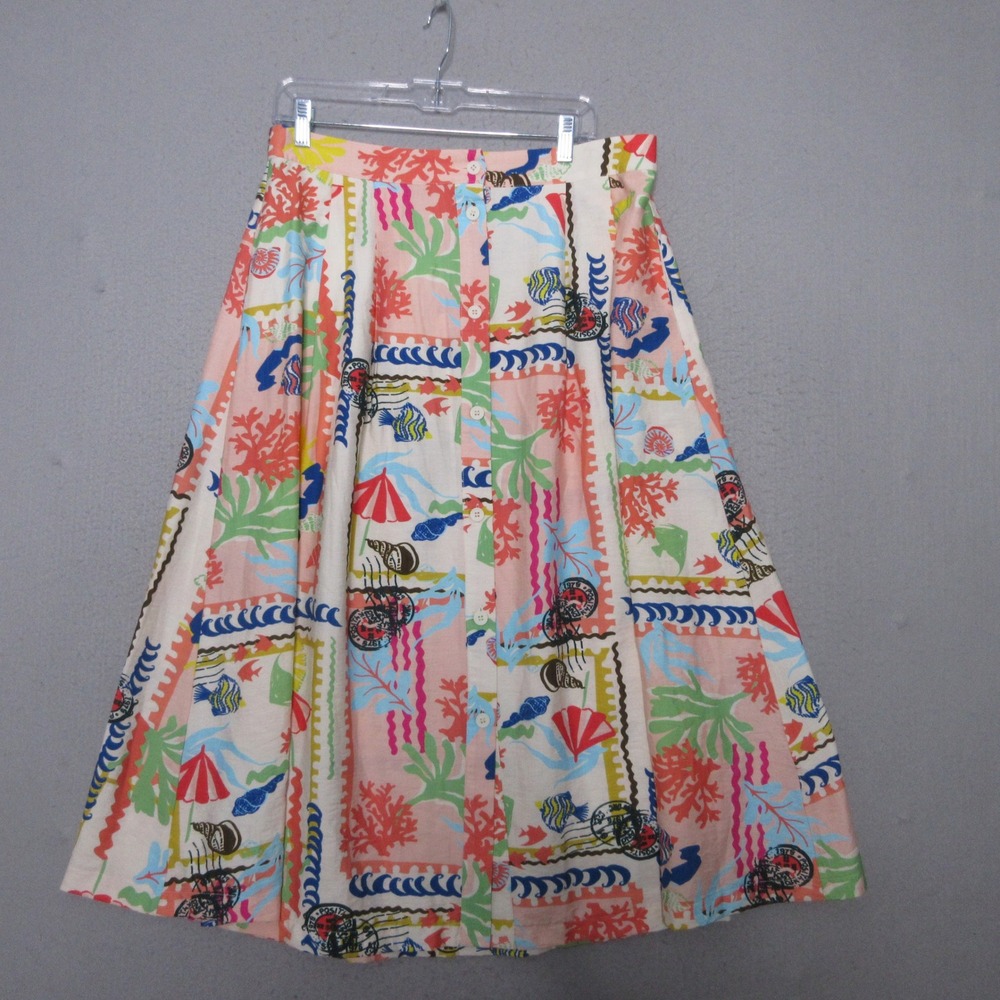 Umgee Skirt Large Colorful Nautical Coastal Coral Resort Beach Novelty Midi NWT